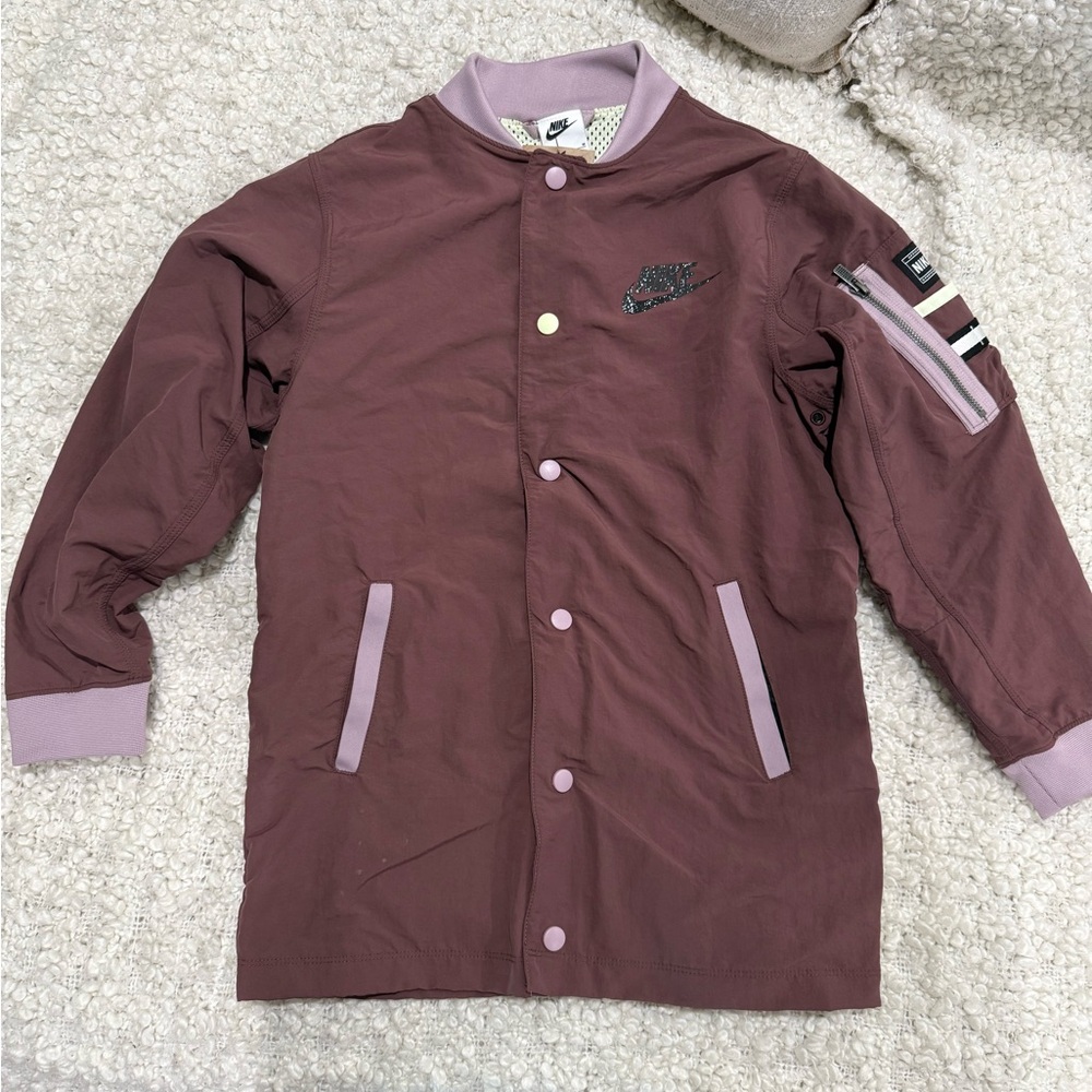 Nike Kids Mauve Jean-Style Jacket with Pink Trim